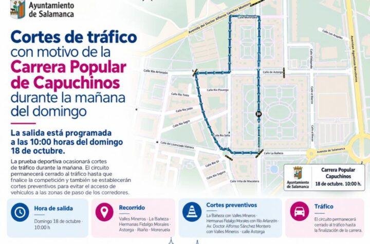 Cortes de tráfico por la Carrera Popular de Capuchinos el domingo por la mañana