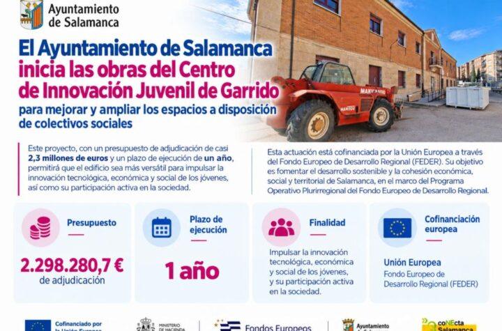 El Ayuntamiento de Salamanca comienza las obras del Centro de Innovación Juvenil de Garrido para mejorar los espacios para colectivos sociales