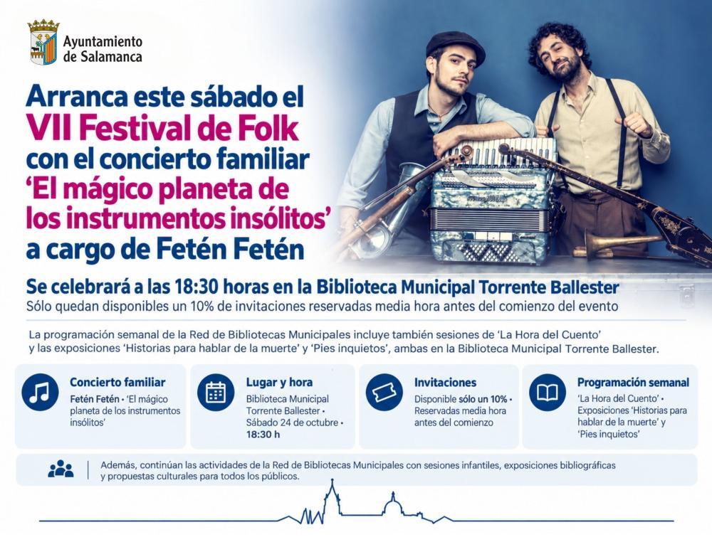 Este sábado comienza el VII Festival de Folk con el concierto familiar ‘El mágico planeta de los instrumentos insólitos’ de Fetén Fetén