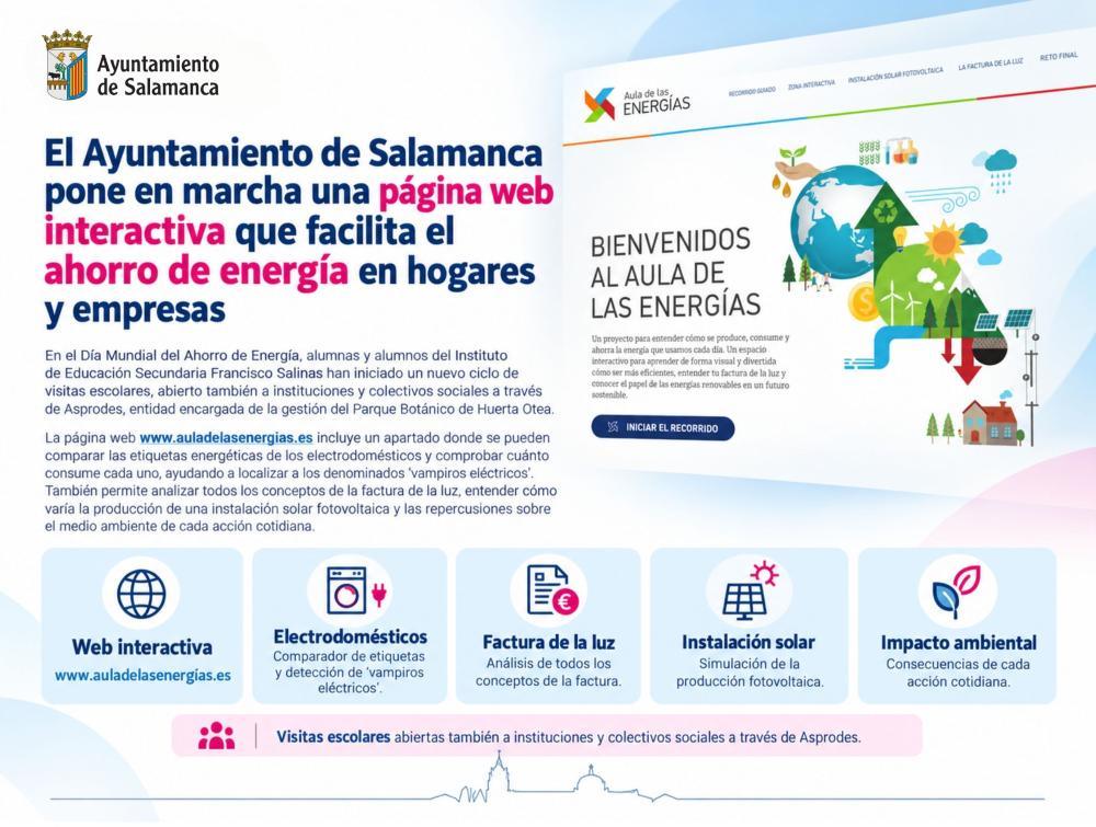 El Ayuntamiento de Salamanca lanza una página web interactiva para promover el ahorro de energía en hogares y empresas