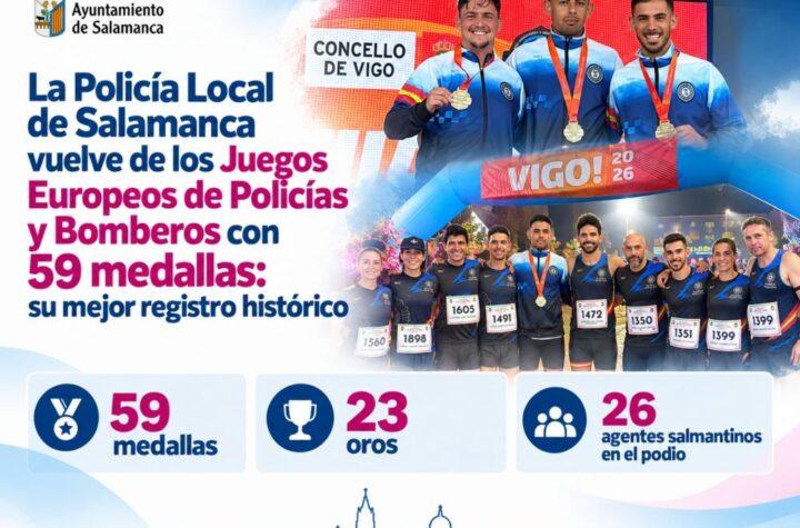 La Policía Local de Salamanca regresa de los Juegos Europeos de Policías y Bomberos con 59 medallas, su mejor marca histórica