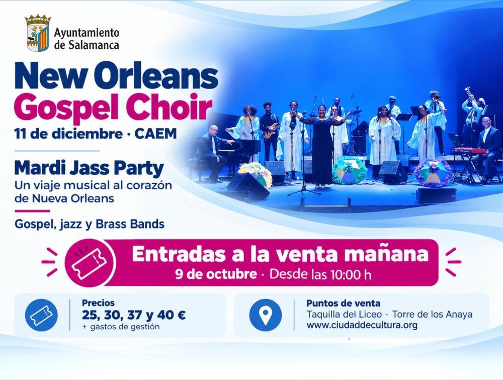Entradas a la venta mañana para el concierto del New Orleans Gospel Choir el 11 de diciembre en el CAEM